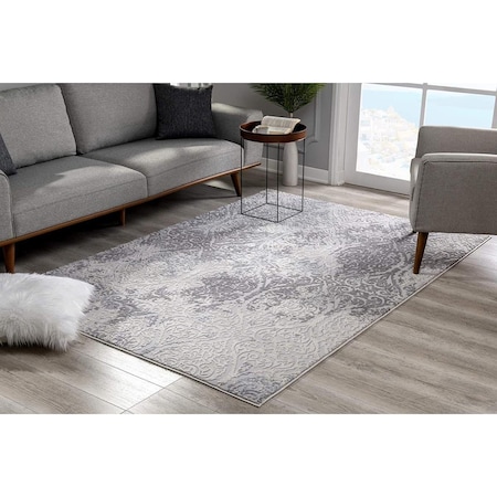 Palacedesigns Cream & Gray Tinted Ogee Pattern Area Rug - 8 x 11 ft. PA3106531